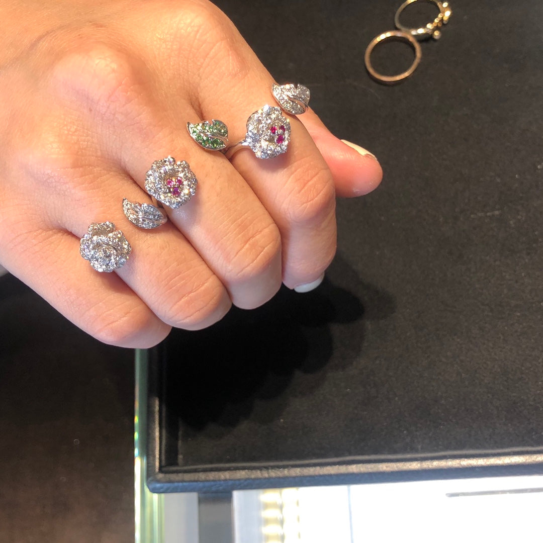 rose silver open ring jza92