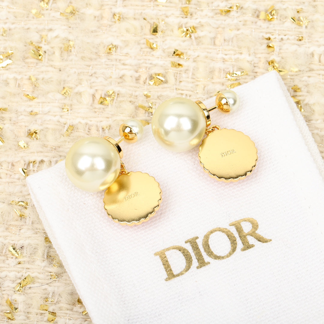 golden glass bead double bead earrings eha347