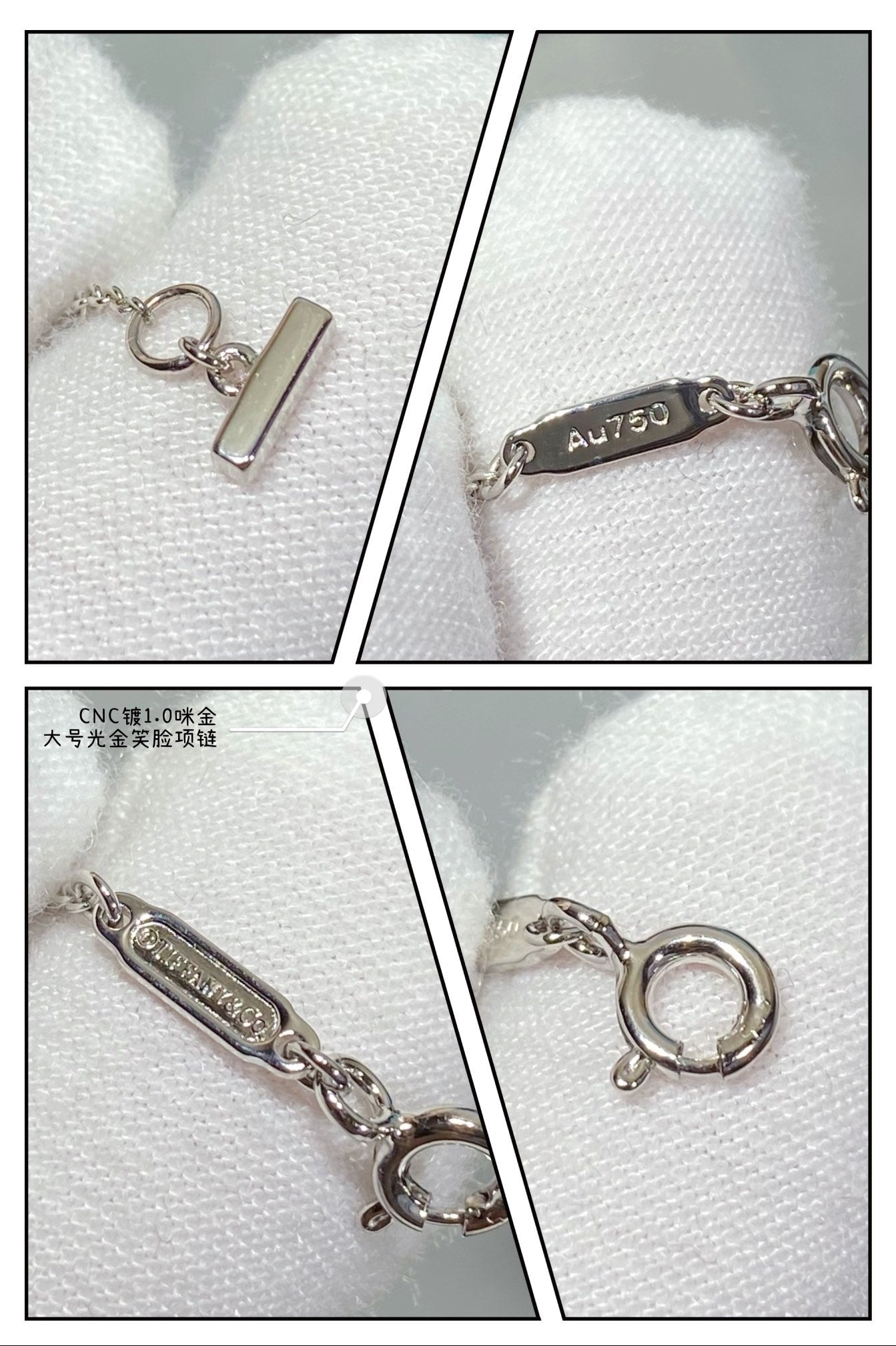 tf gold silver smiling face necklace xla197
