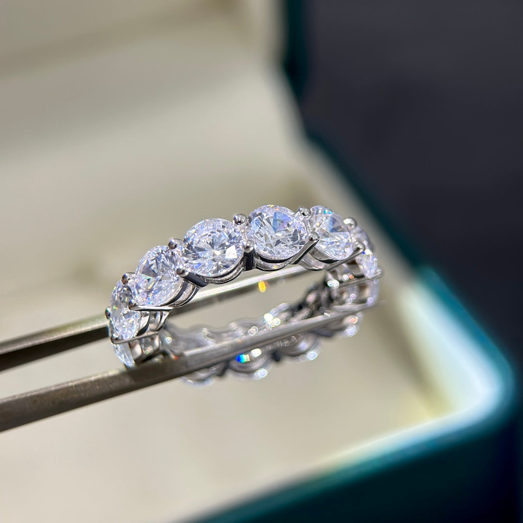 tf round diamond full diamond pure silver ring jza101