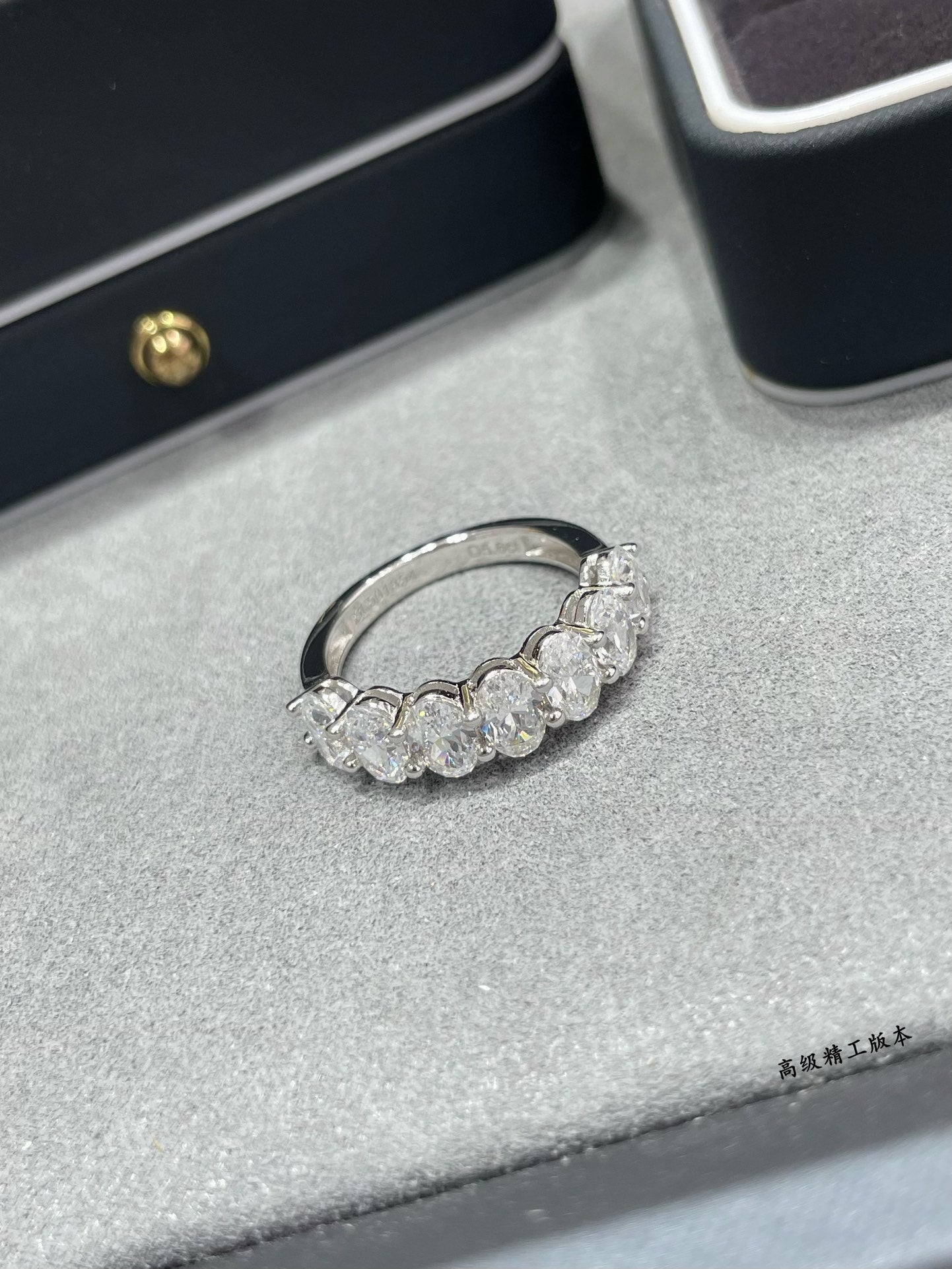 v gold half circle elliptical diamond silver ring jza95
