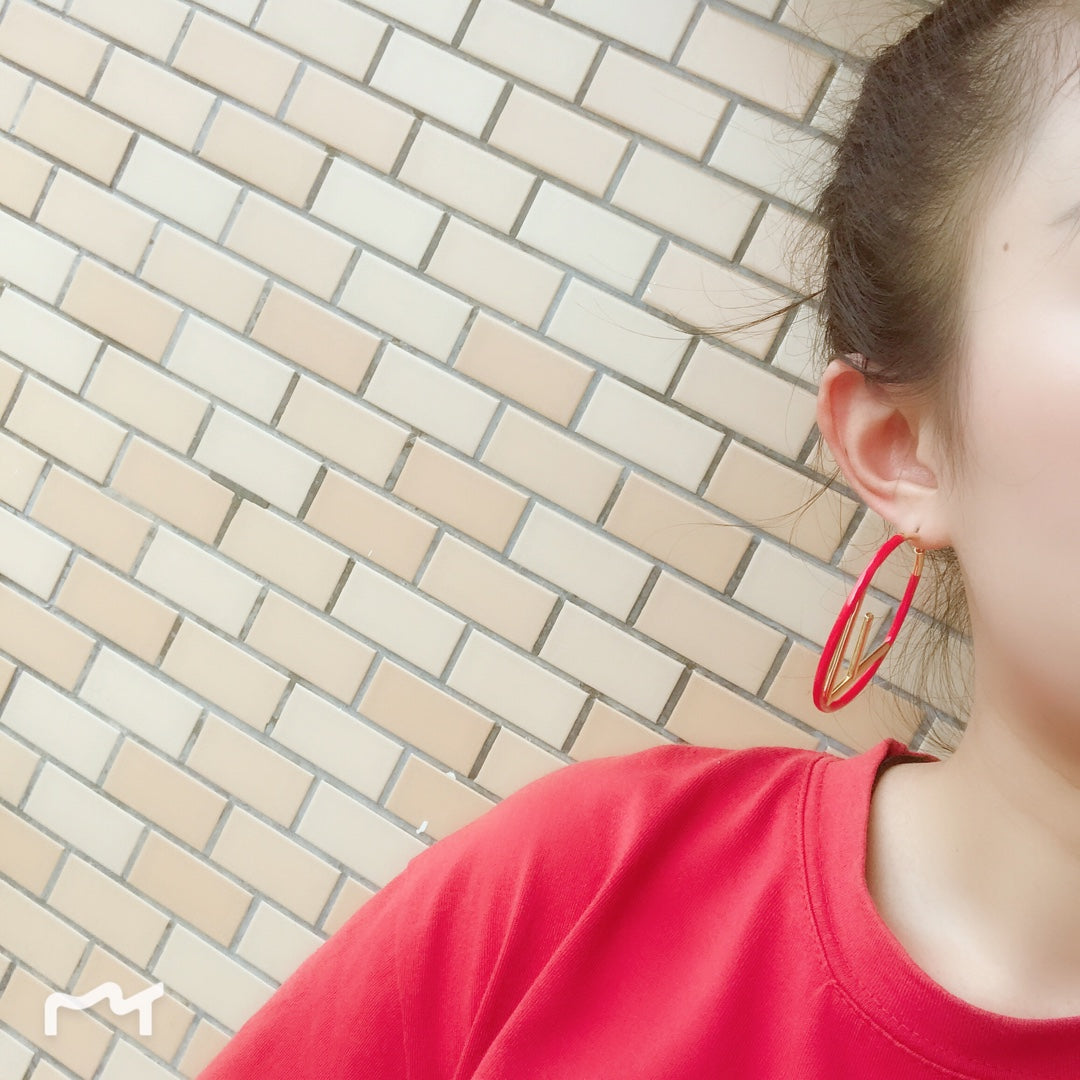 fd red hollow circular earrings eha310