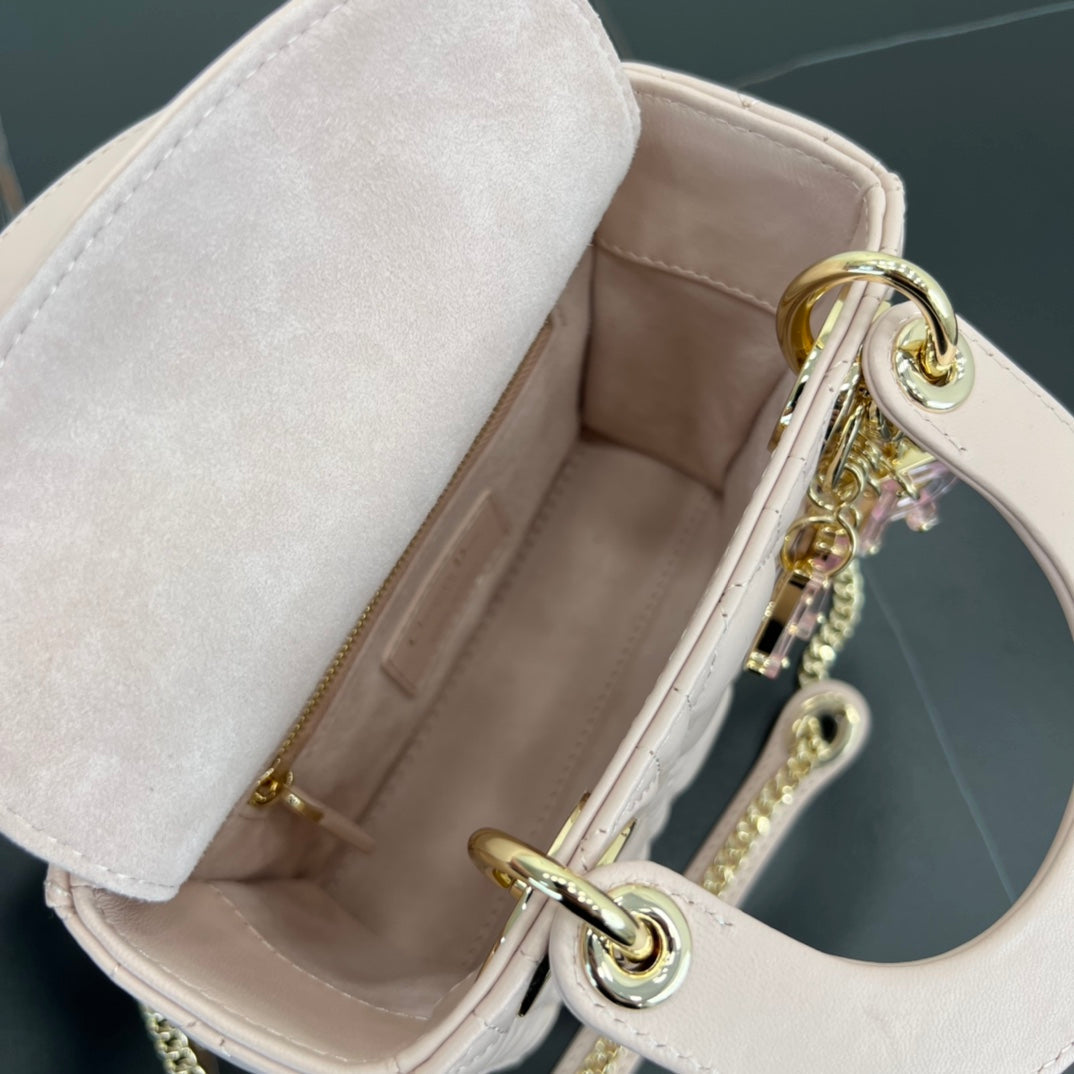 17cm princess sheepskin 3 grid shoulder strap chain handbag 282249