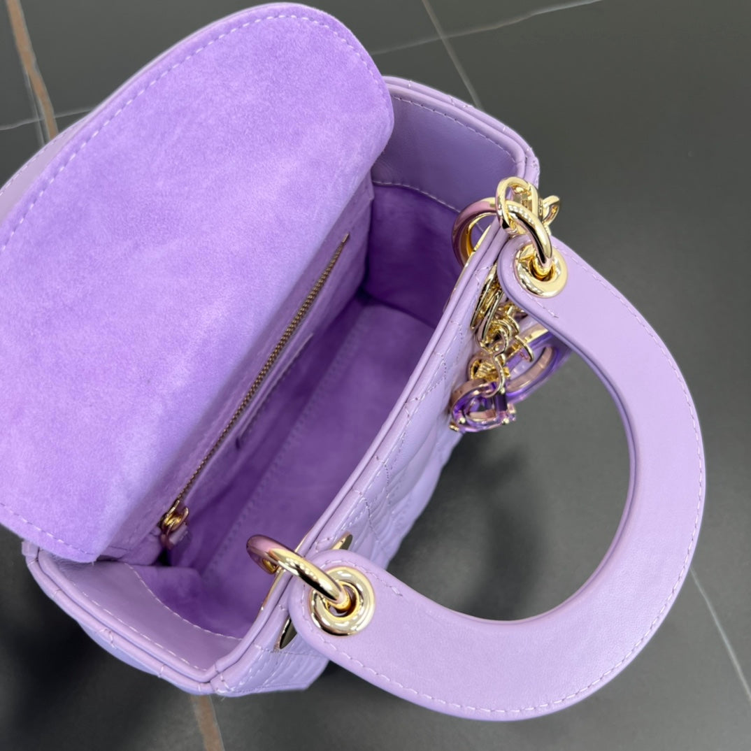 17cm purple princess sheepskin 3 grid cross shoulder handbag bag 282244