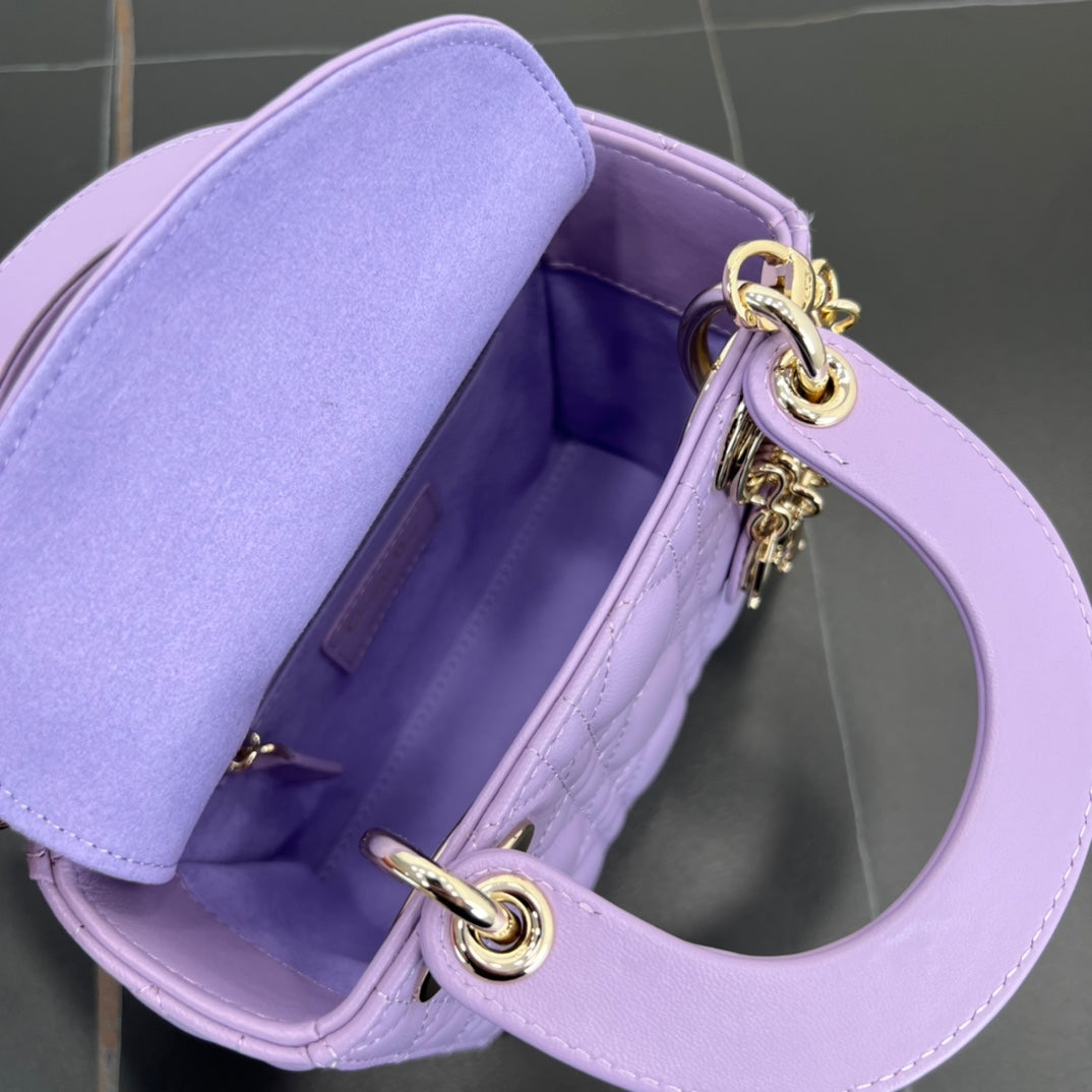 17cm purple princess 3 grid matte shoulder tote bag 282257