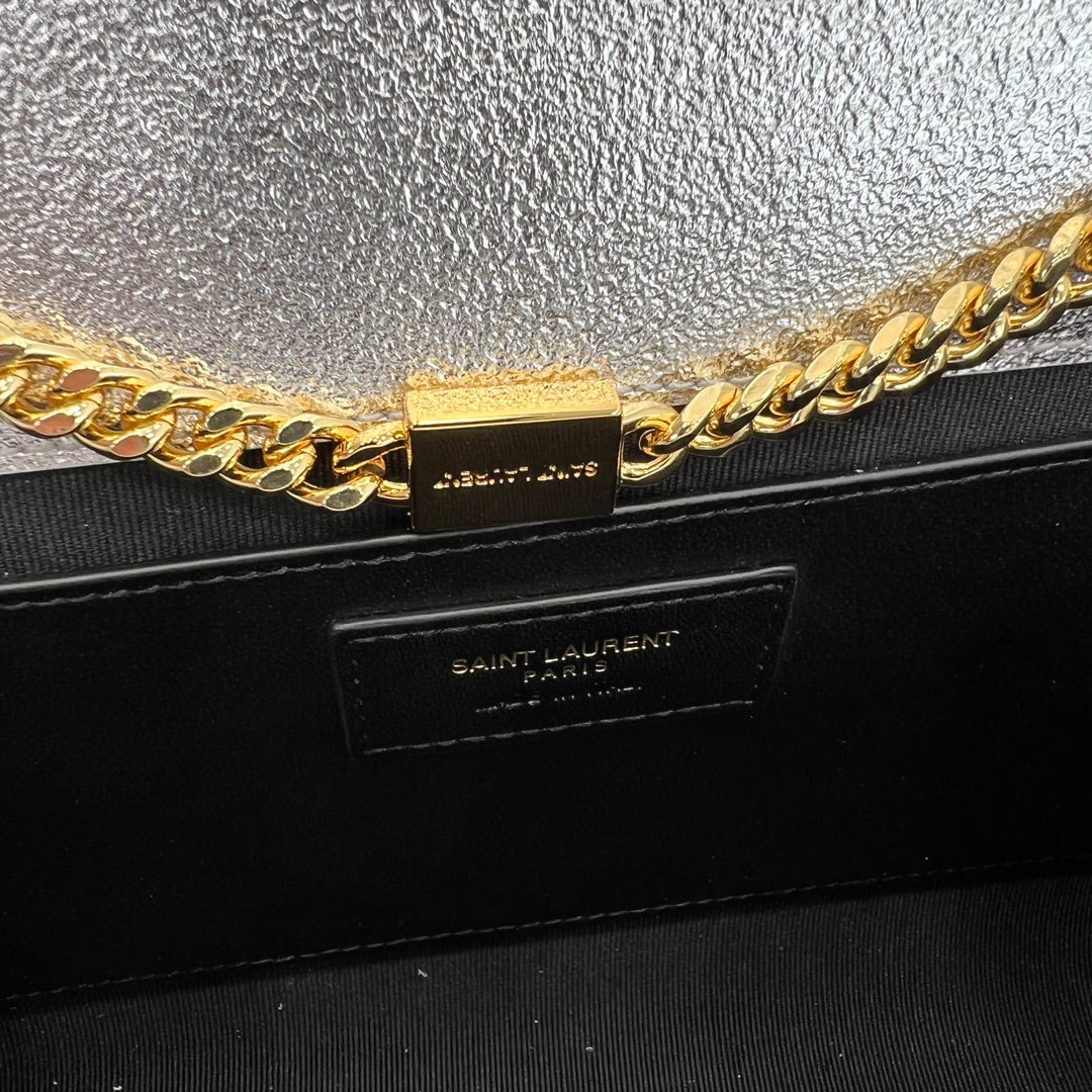 gourmette 24cm silver kte chain cross shoulder bag