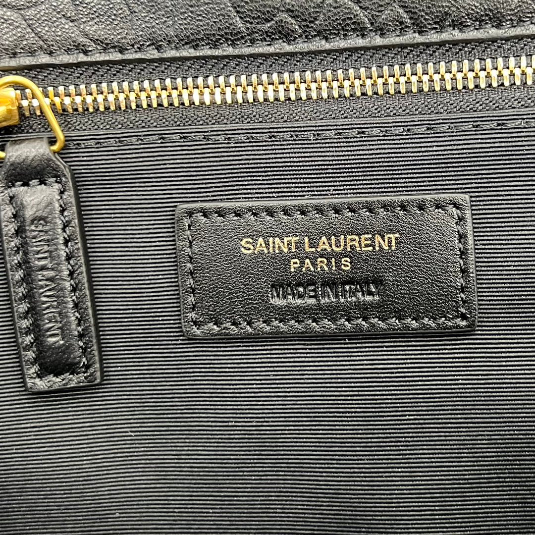sl 38cm calypso black leather gold chain cross shoulder bag 777399
