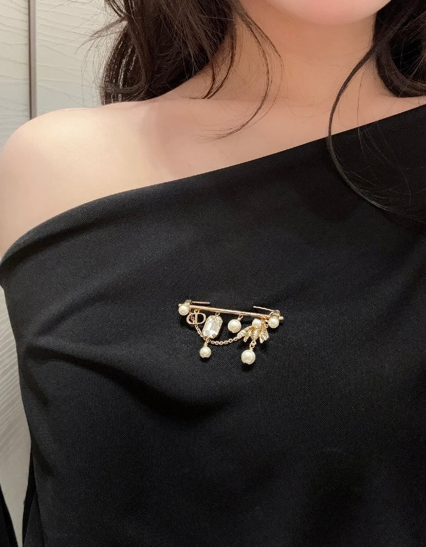 honey candy pearl gold brooch xza19