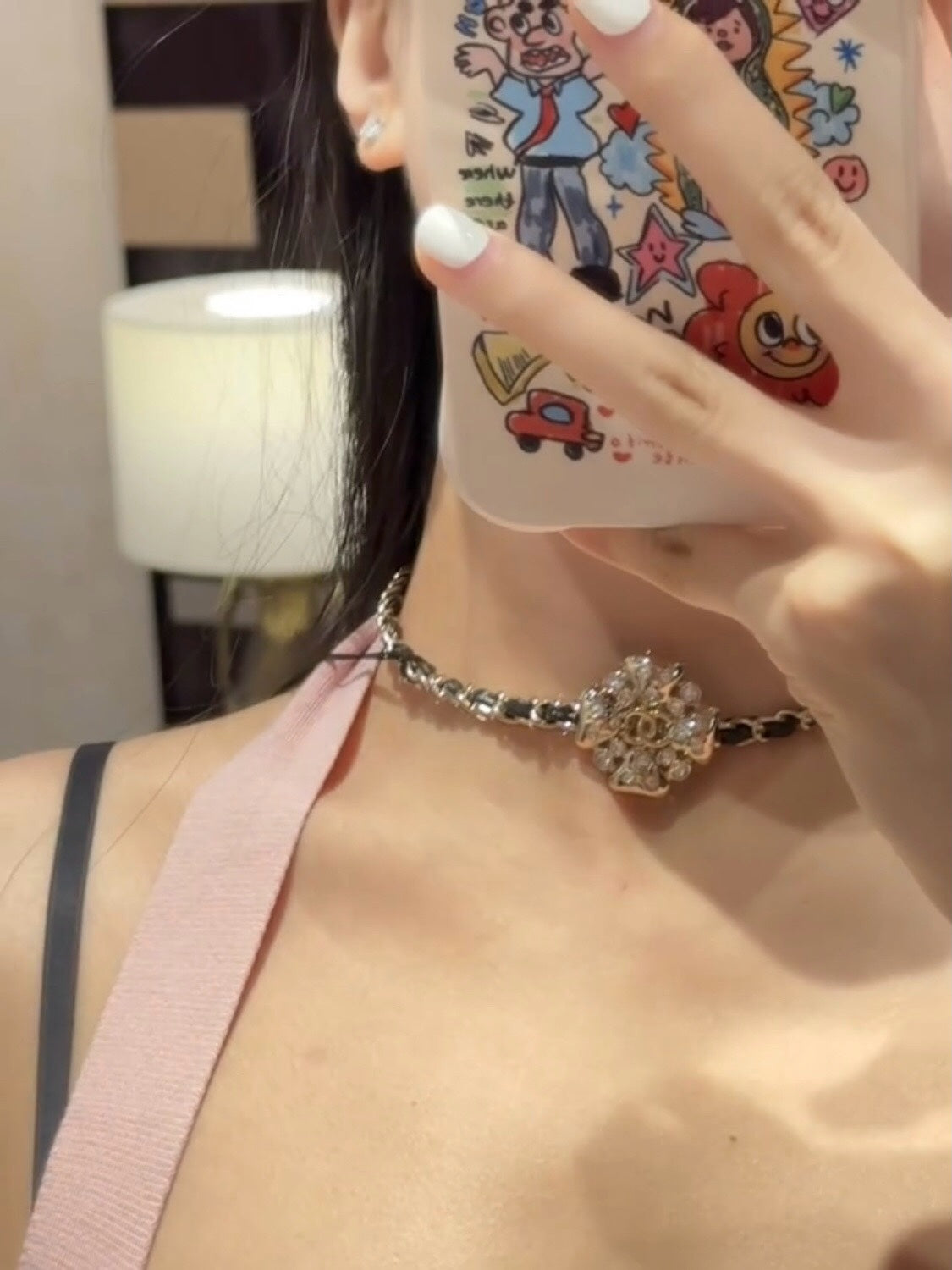 cha clover hollow choker necklace xla260