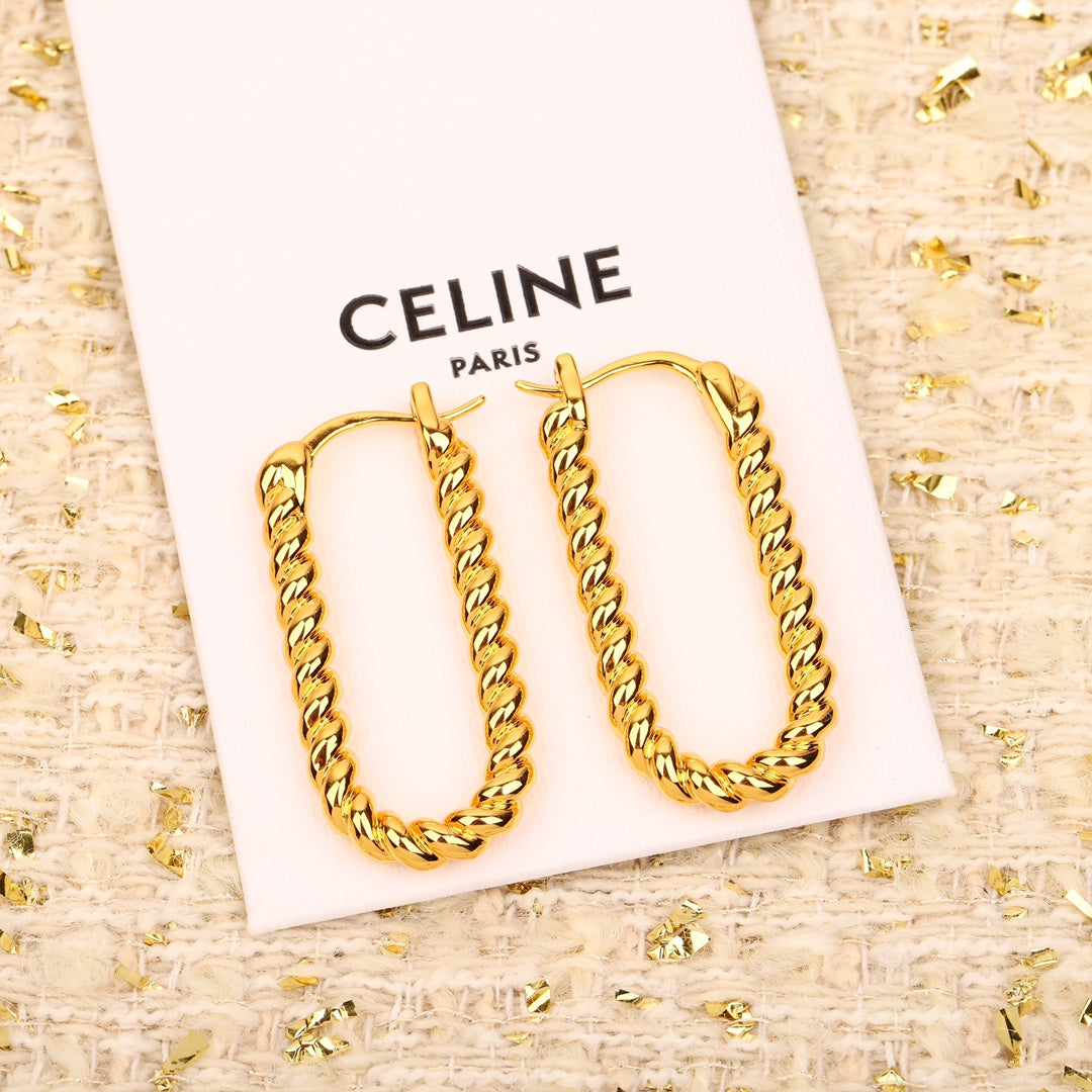 gold large o fried dough twists earrings eha389