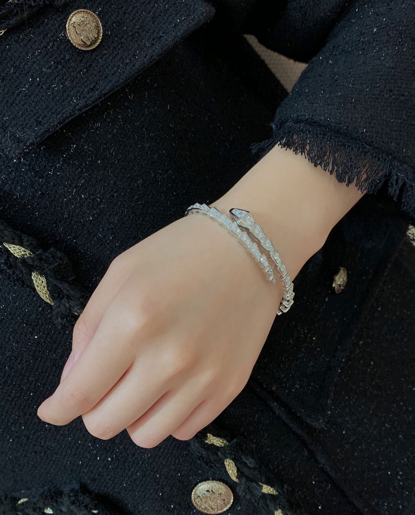 18k gold full diamond snake bone bracelet xla254