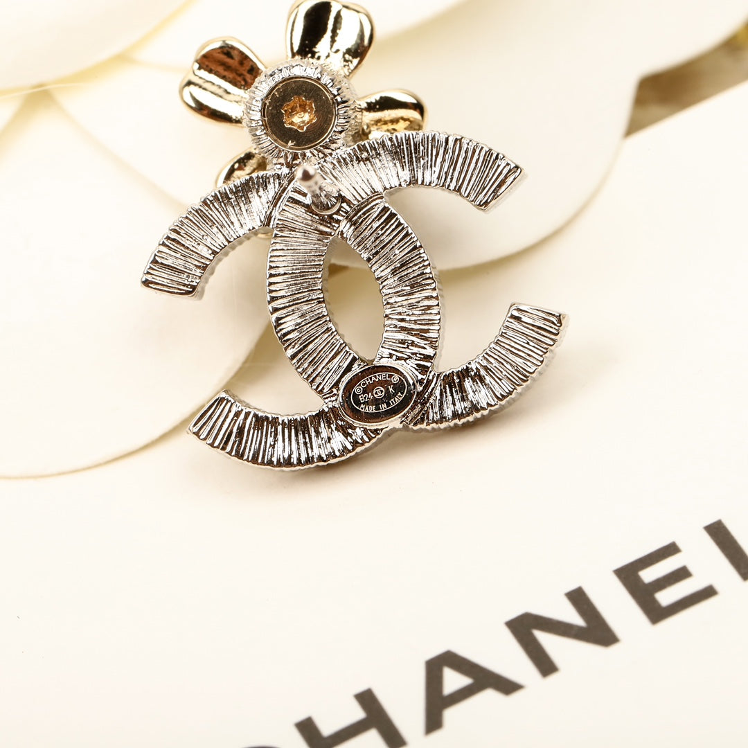 cha 24k double c silver earrings eha495