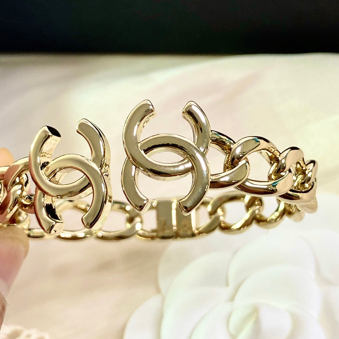 cha double c gold chain bracelet sla162