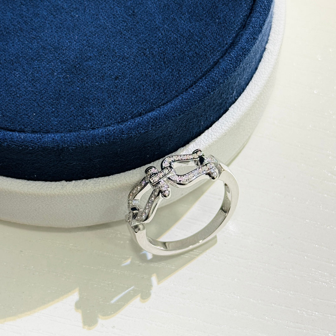 fred double horseshoe buckle silver ring jza195