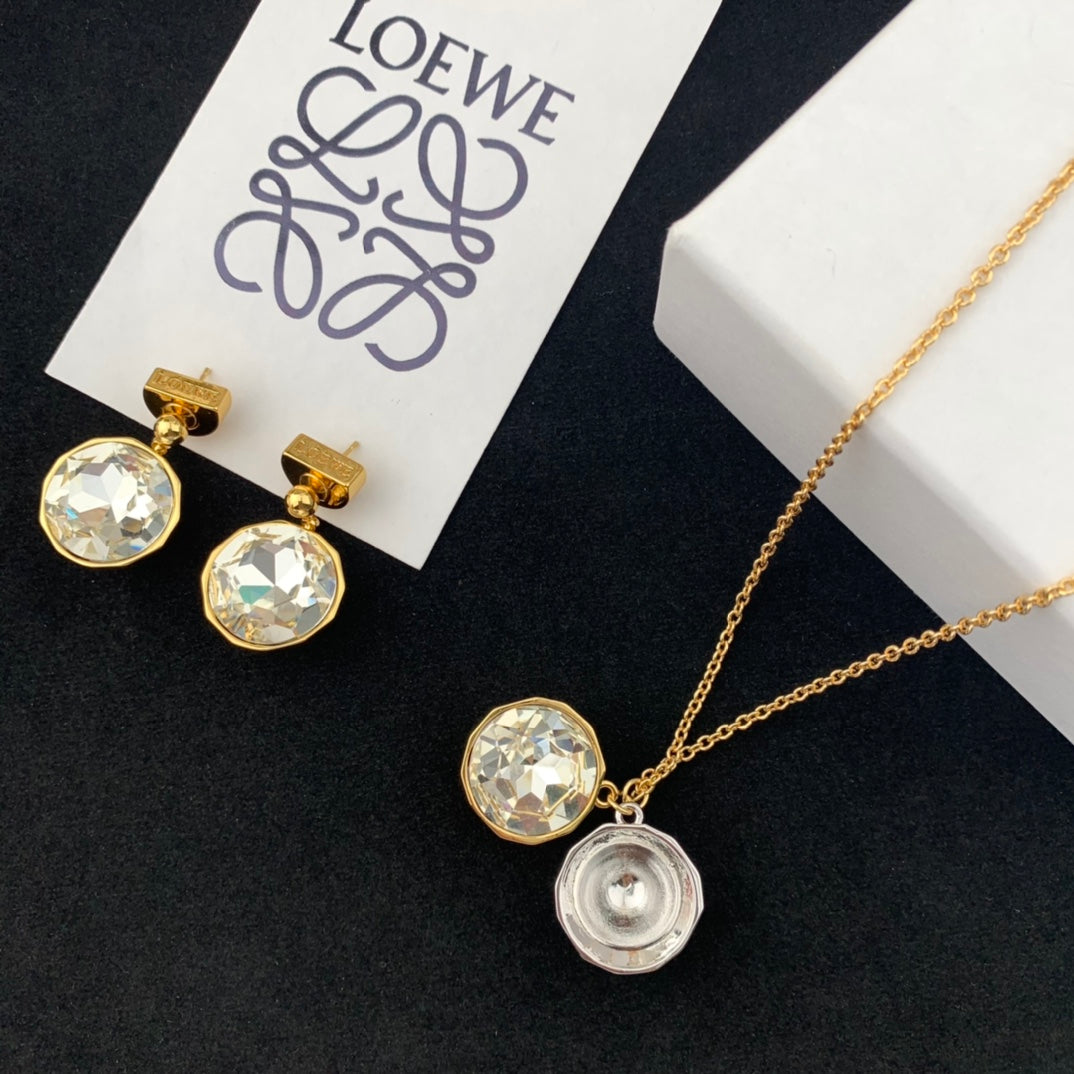 luo yiweis yellow gold earring necklace eha805