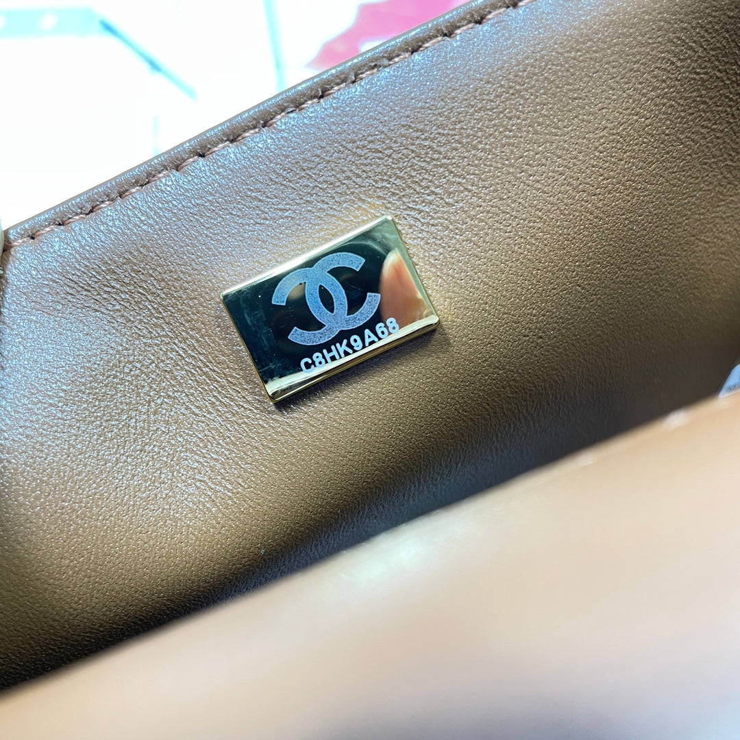 cha 18cm brown 24k cross shoulder bag as5148