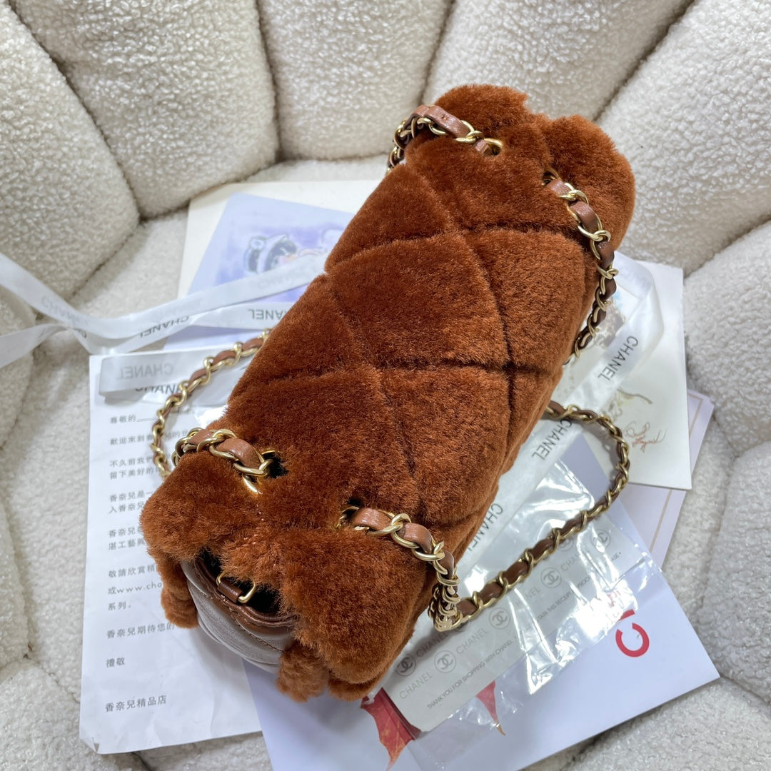 cha 16cm dark brown 24k teddy bear shoulder bag as5149