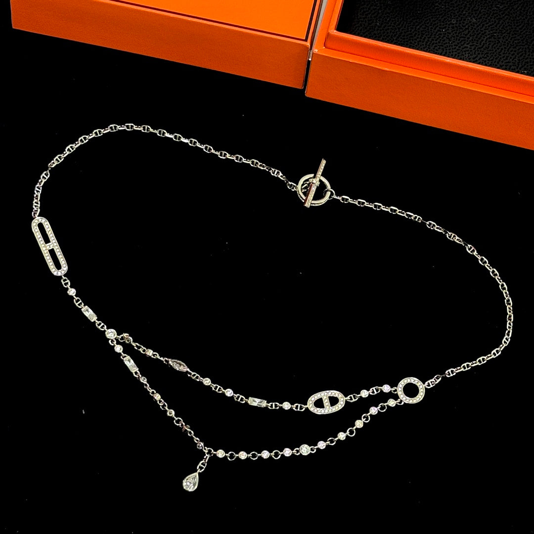 pig nose tassel double layer necklace xl436