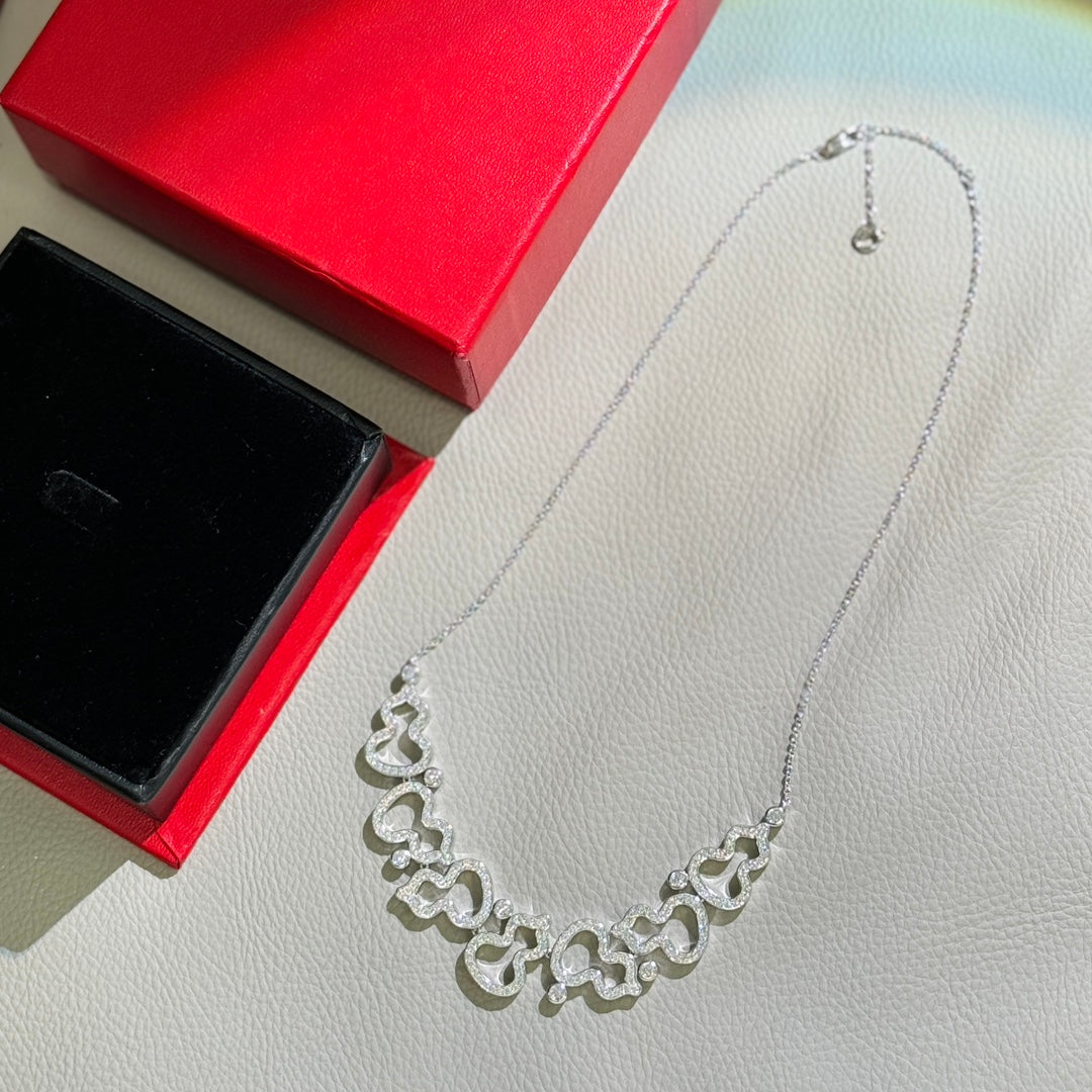 seven gourd hollowed out silver necklace xla422