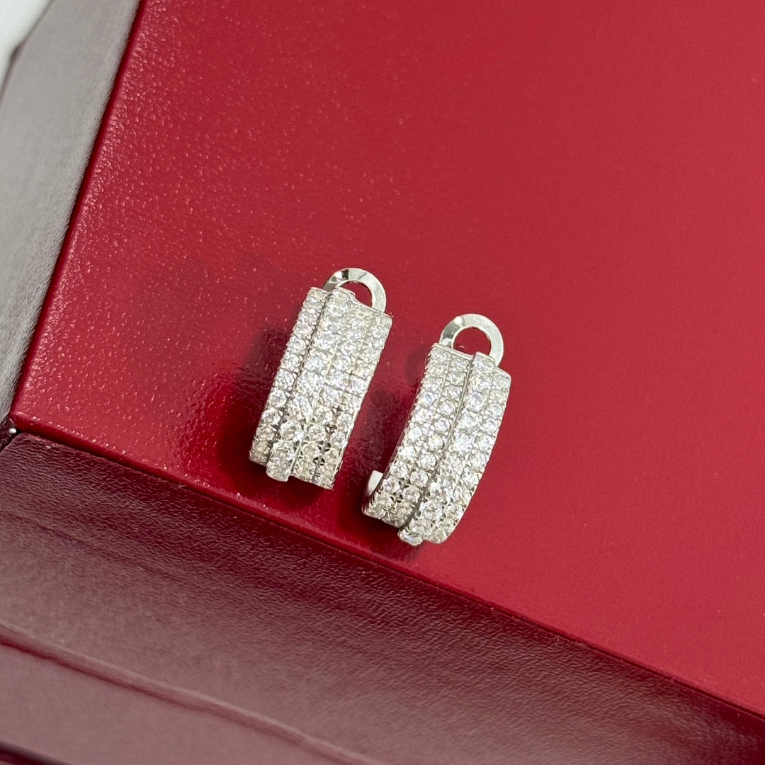 counts four rows diamond silver earrings eha787