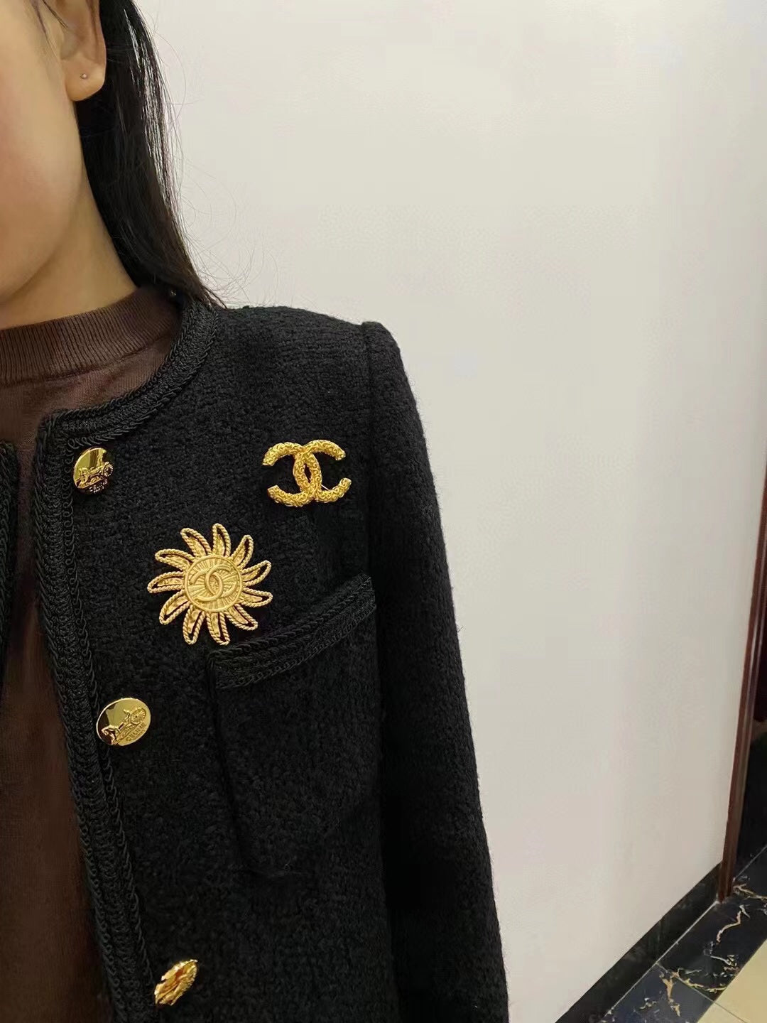 sun yellow gold brooch xza51