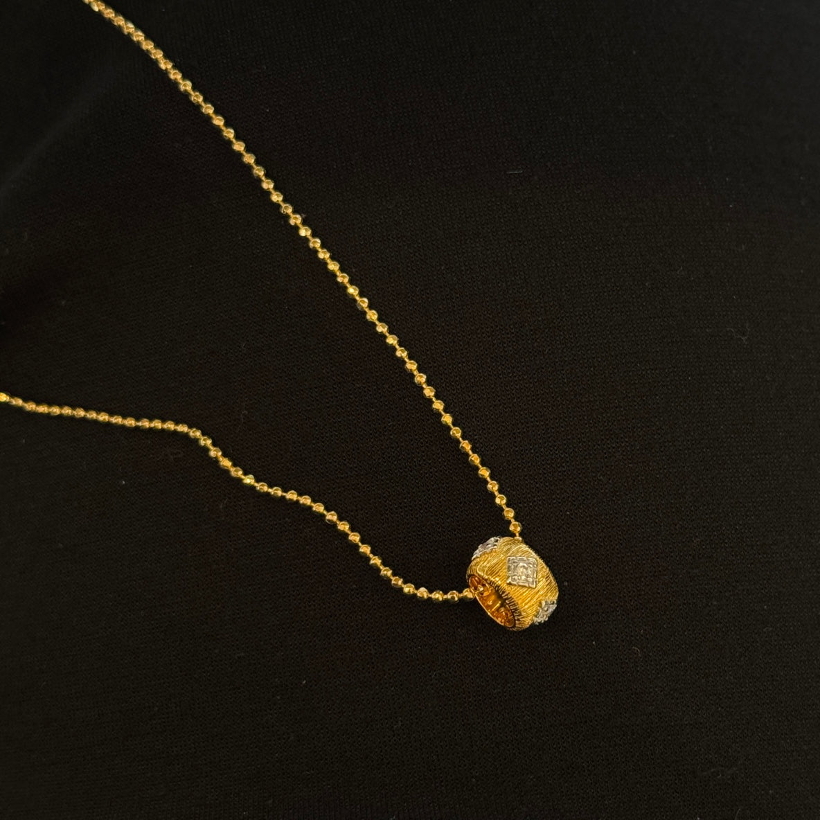 brushed waist diamond grid color separated necklace xla450