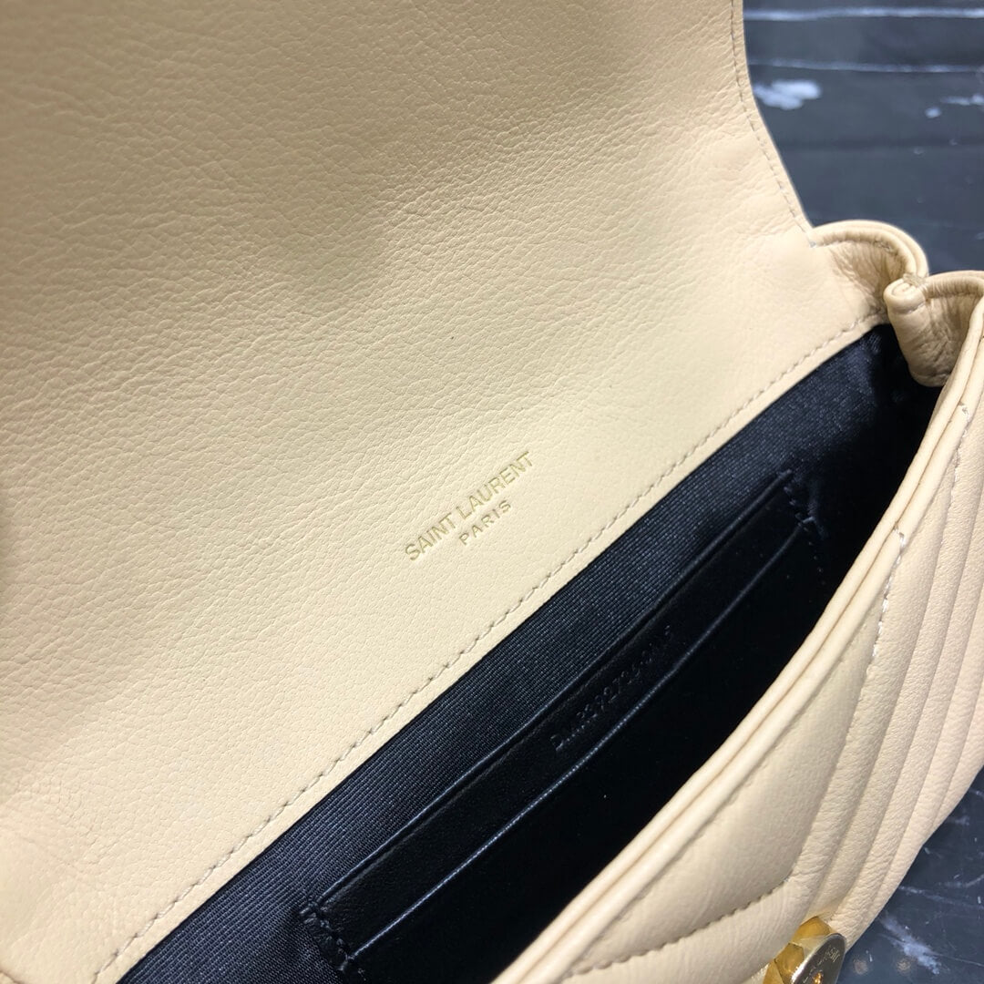 ys l 392736 small size shoulder bag gold hardware 19cm apricot lambskin