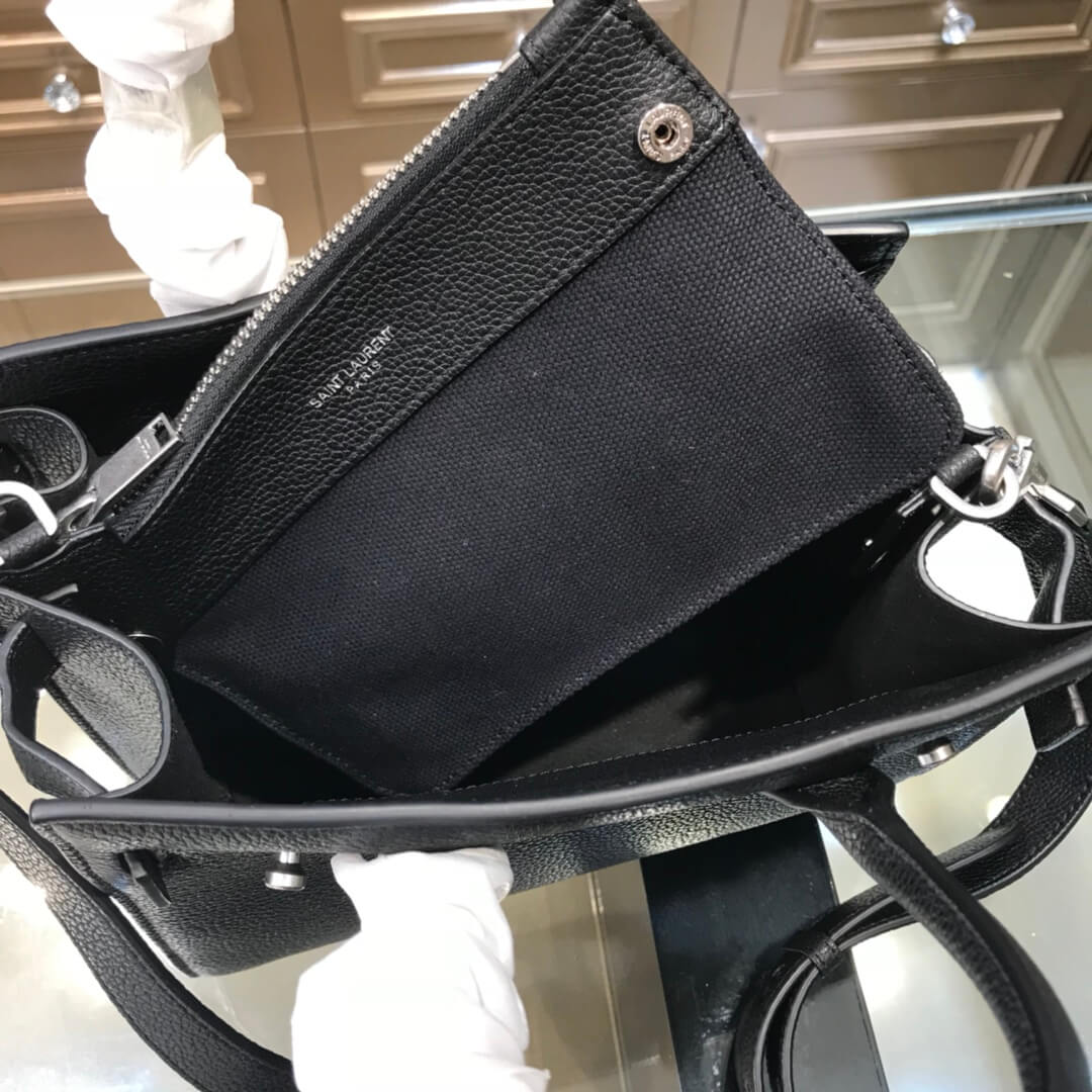 ys l 466283 saint laurent small size 22cm black crocodile skin