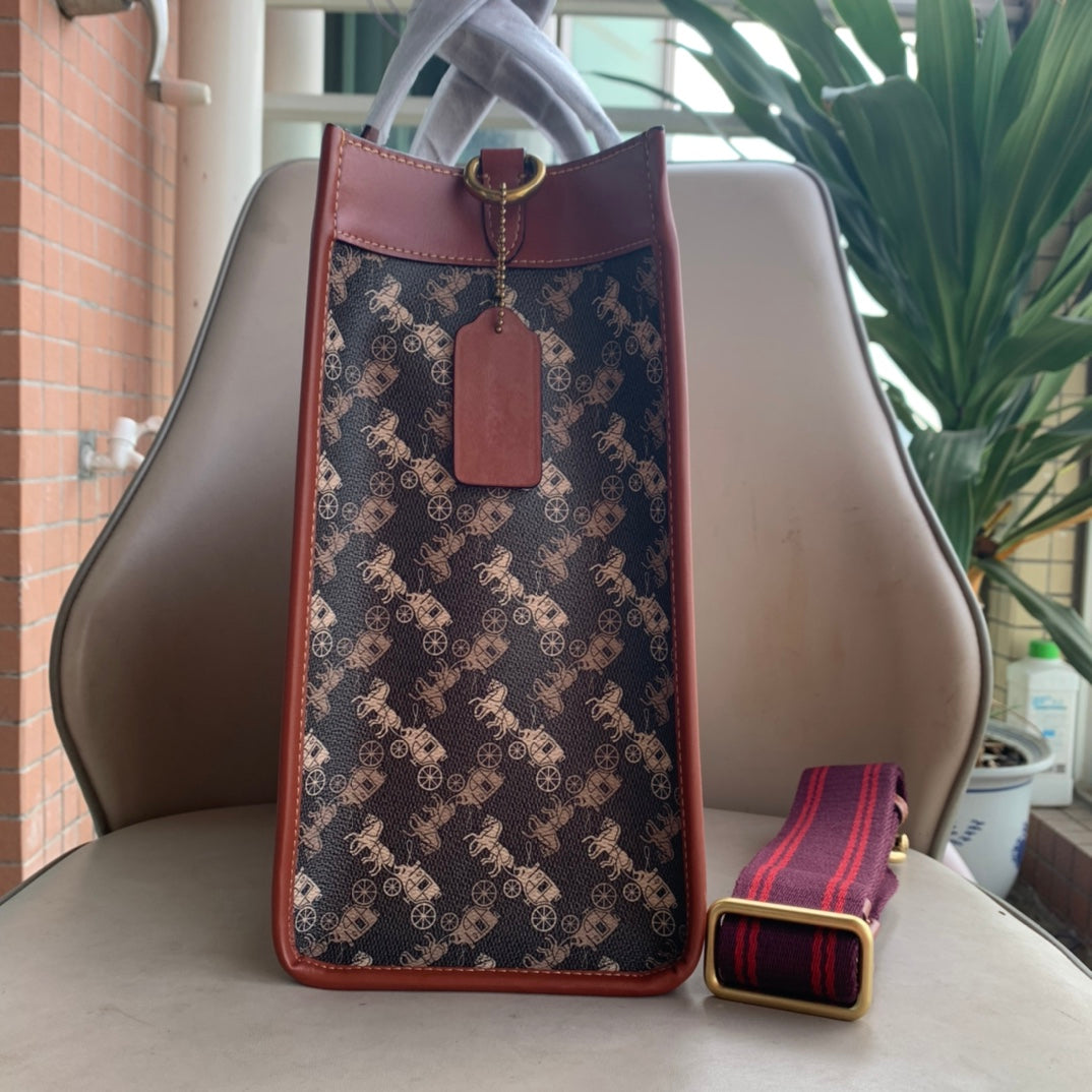 coach tote bag brown pvc 0776