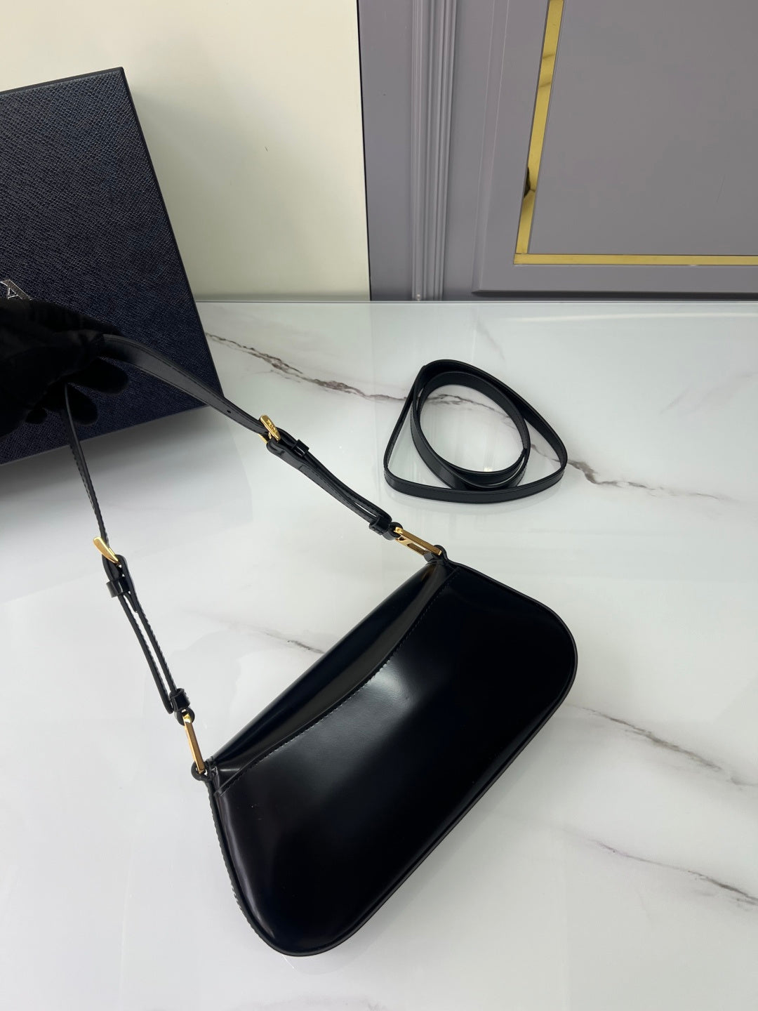 Prada 1BD345 Shoulder Bag Black Gold - View 16