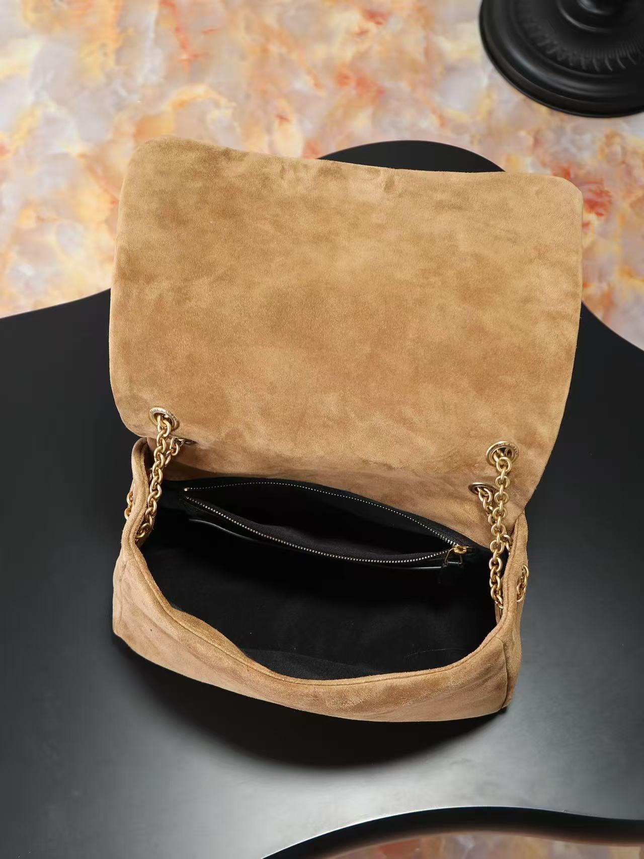 YSL Solferino suede underarm bag KT12193 Brown