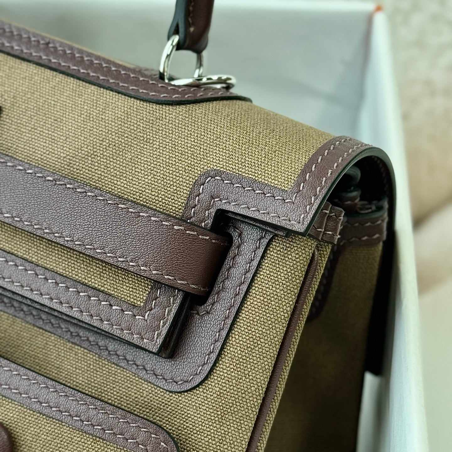 Hermes Kelly 28 Cargo Swift Olive Green Silver Hardware hm2607303