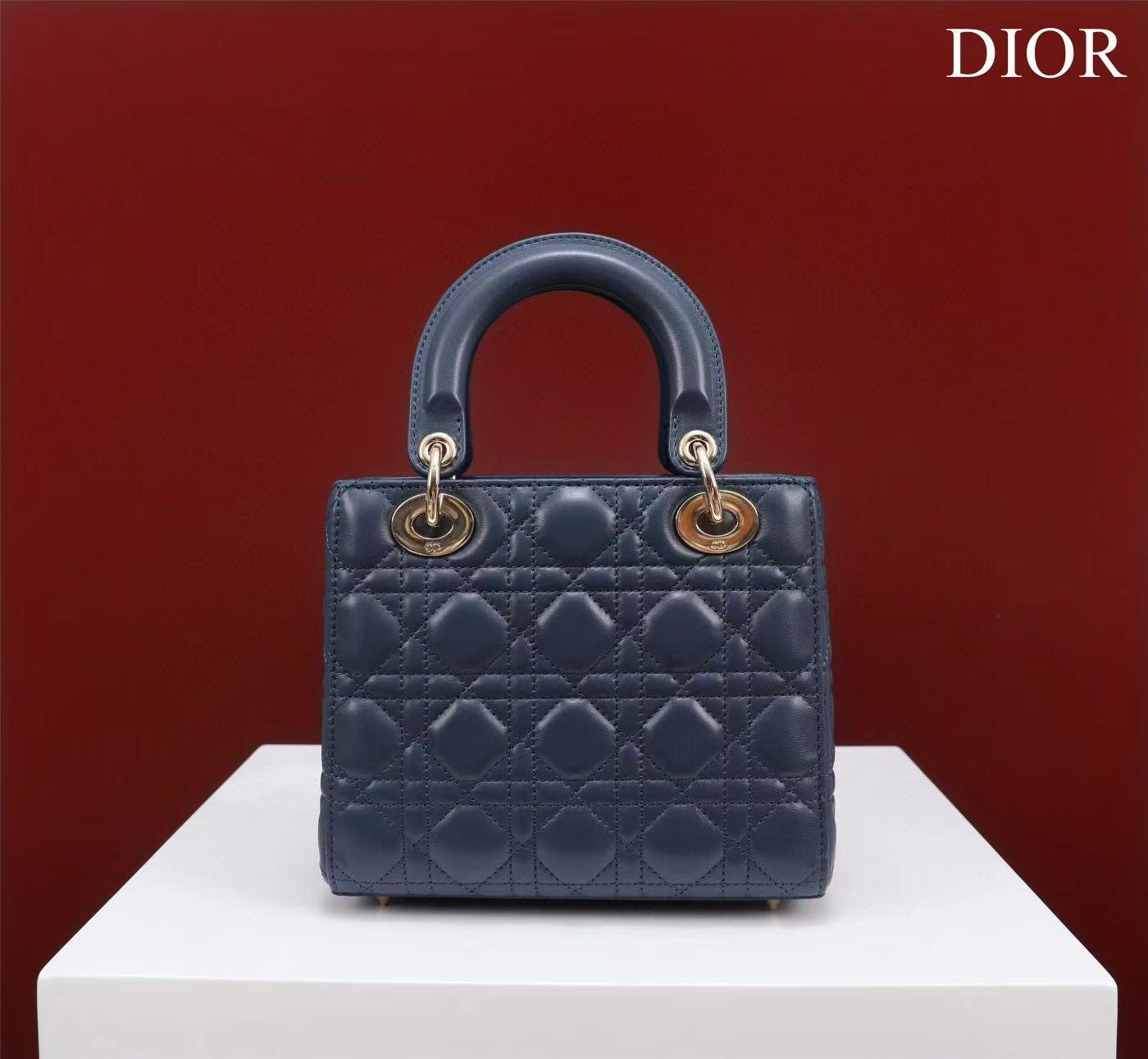 Small Lady Dior My ABCDior Bag Deep Ocean Blue Cannage Lambskin M66B