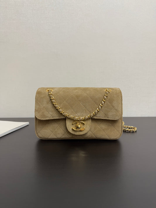 Chanel Maxi Mini Flap Bag Brown Gold Hardware AS6626