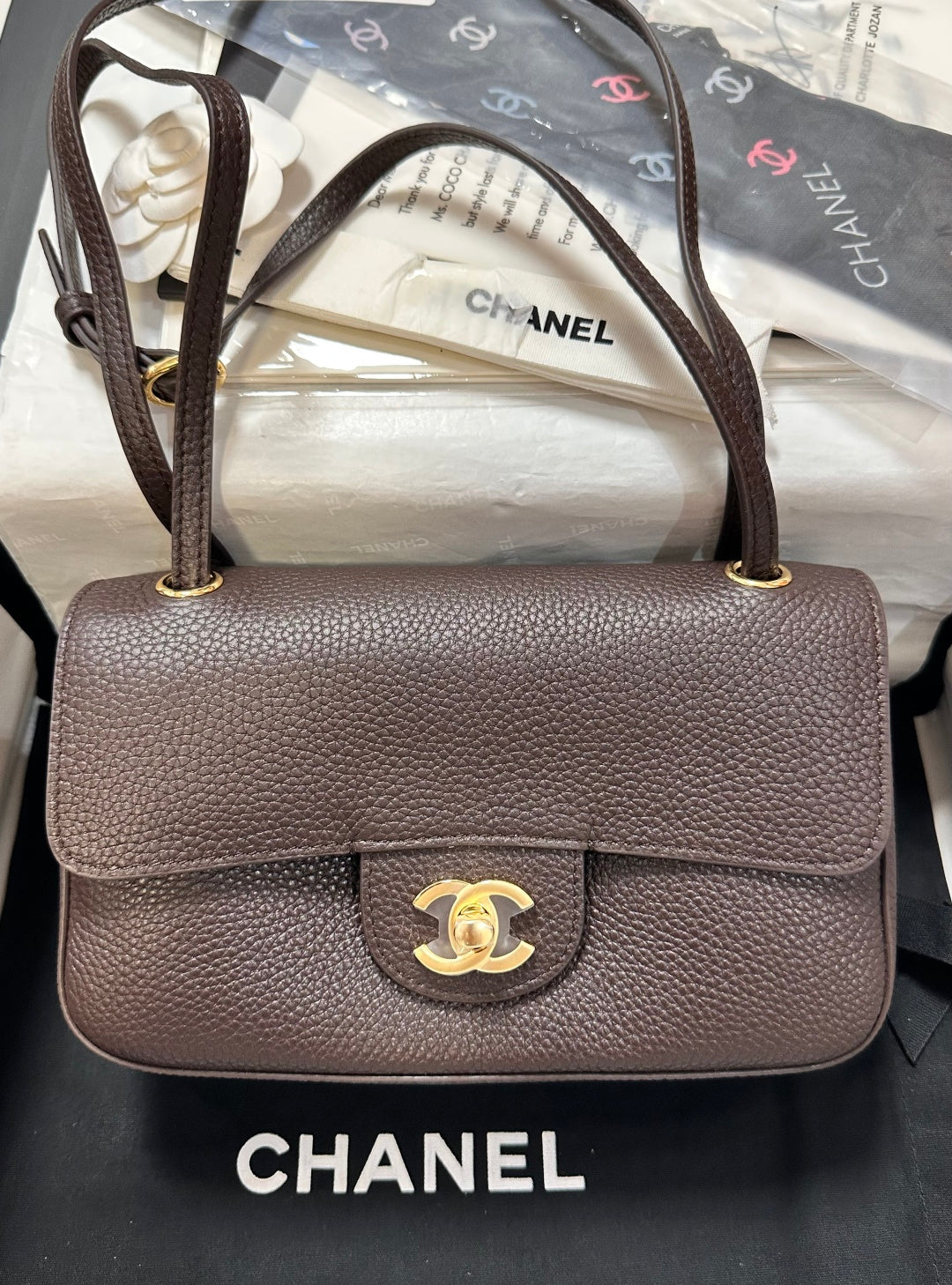 Chanel Maxi Flap Bag Coffee Gold Hardware AS6573