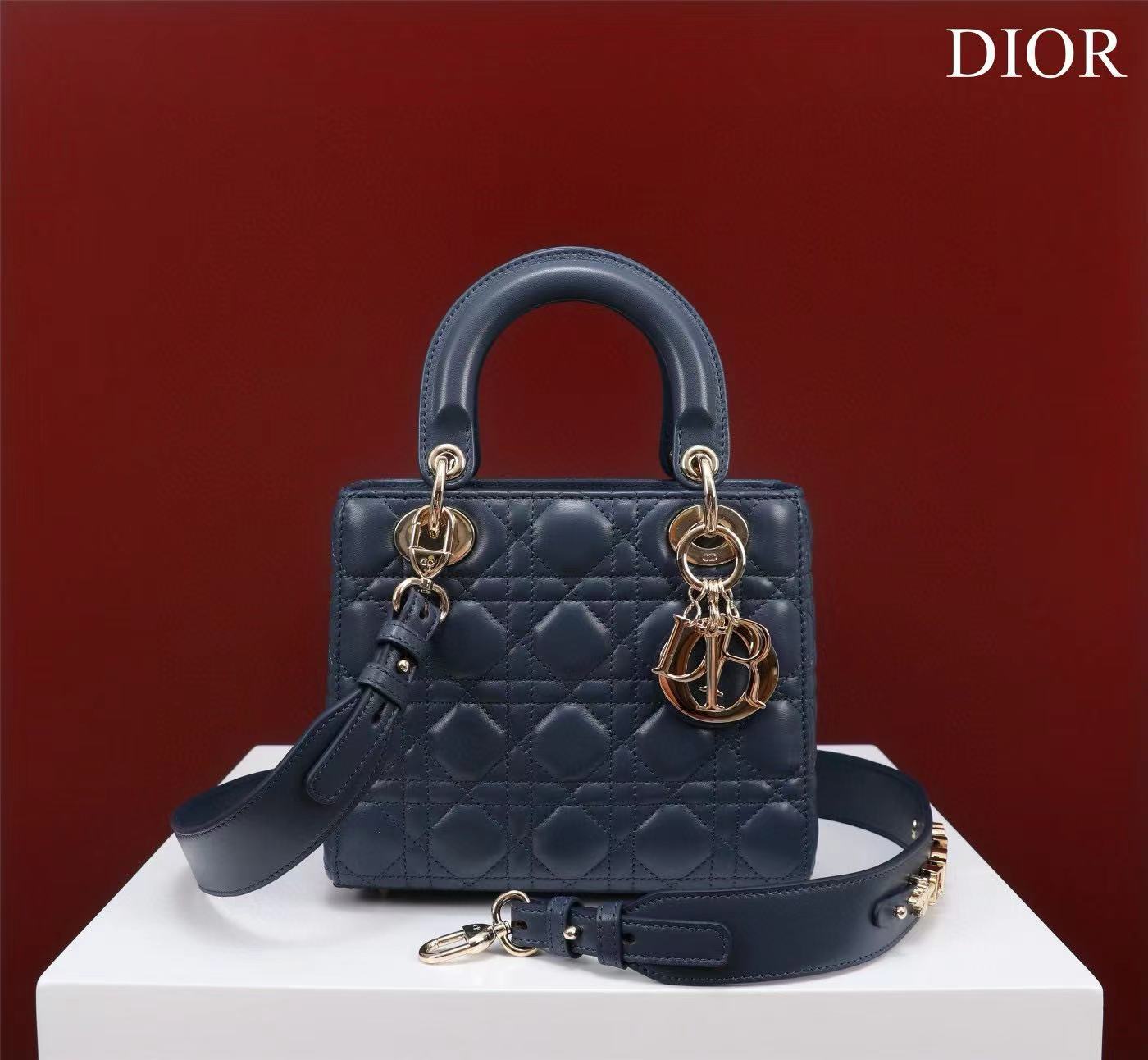 Small Lady Dior My ABCDior Bag Deep Ocean Blue Cannage Lambskin M66B
