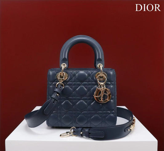 Small Lady Dior My ABCDior Bag Deep Ocean Blue Cannage Lambskin M66B