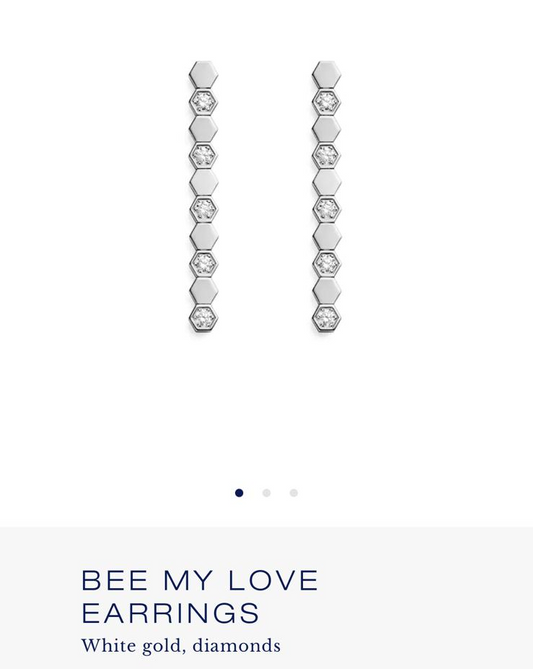 CHAUMET BEE MY LOVE EARRINGS WHITE GOLD SILVER DIAMONDS KFN260