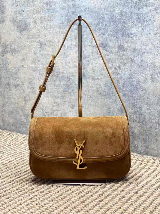 YSL Solferino suede underarm bag KT12191 Brown