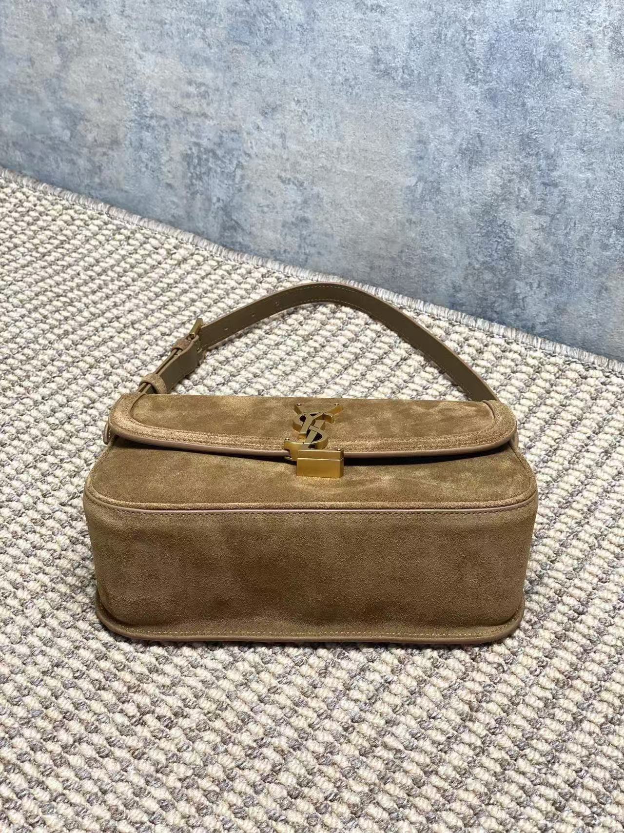 YSL Solferino suede underarm bag KT12191 Brown