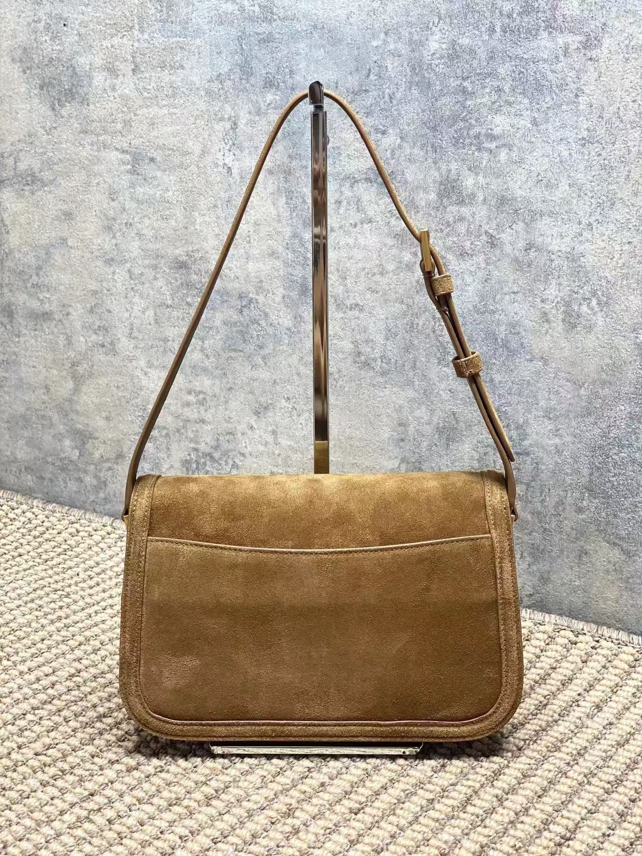 YSL Solferino suede underarm bag KT12191 Brown