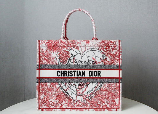 1286 book tote big size 41 5cm embroidery logo red handbag