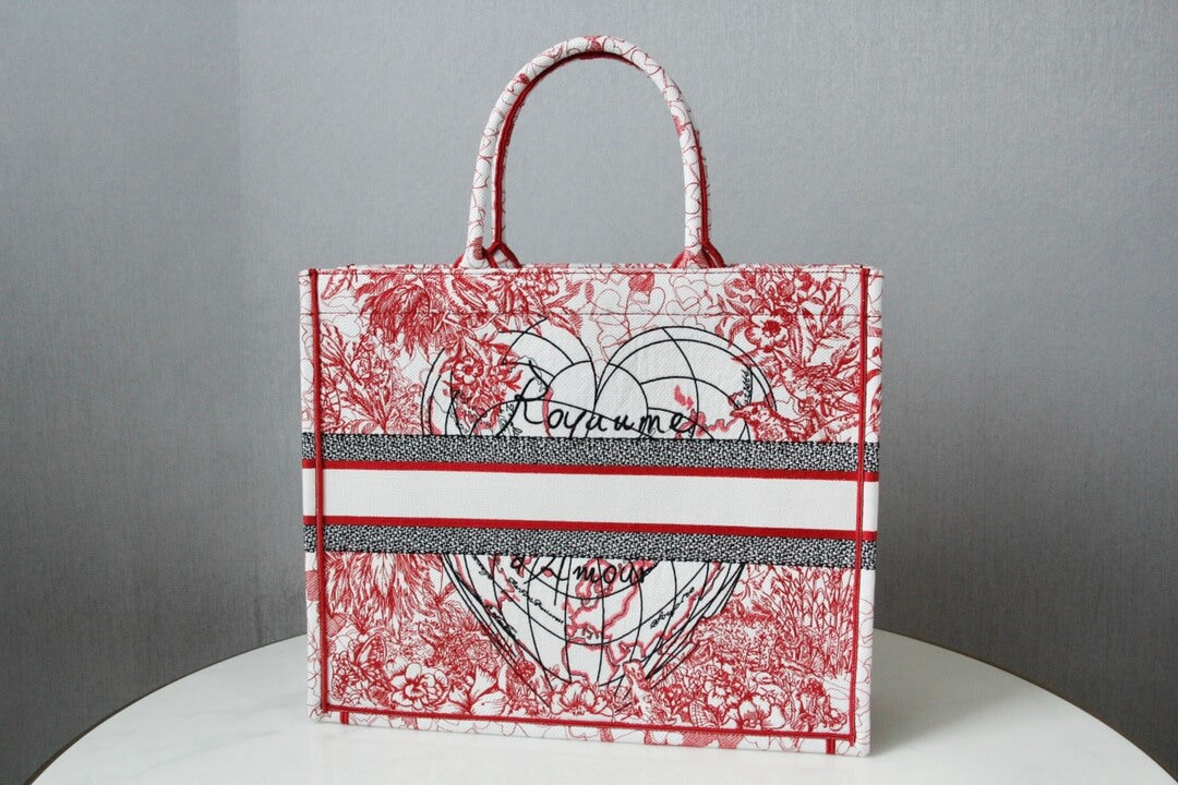 1286 book tote big size 41 5cm embroidery logo red handbag