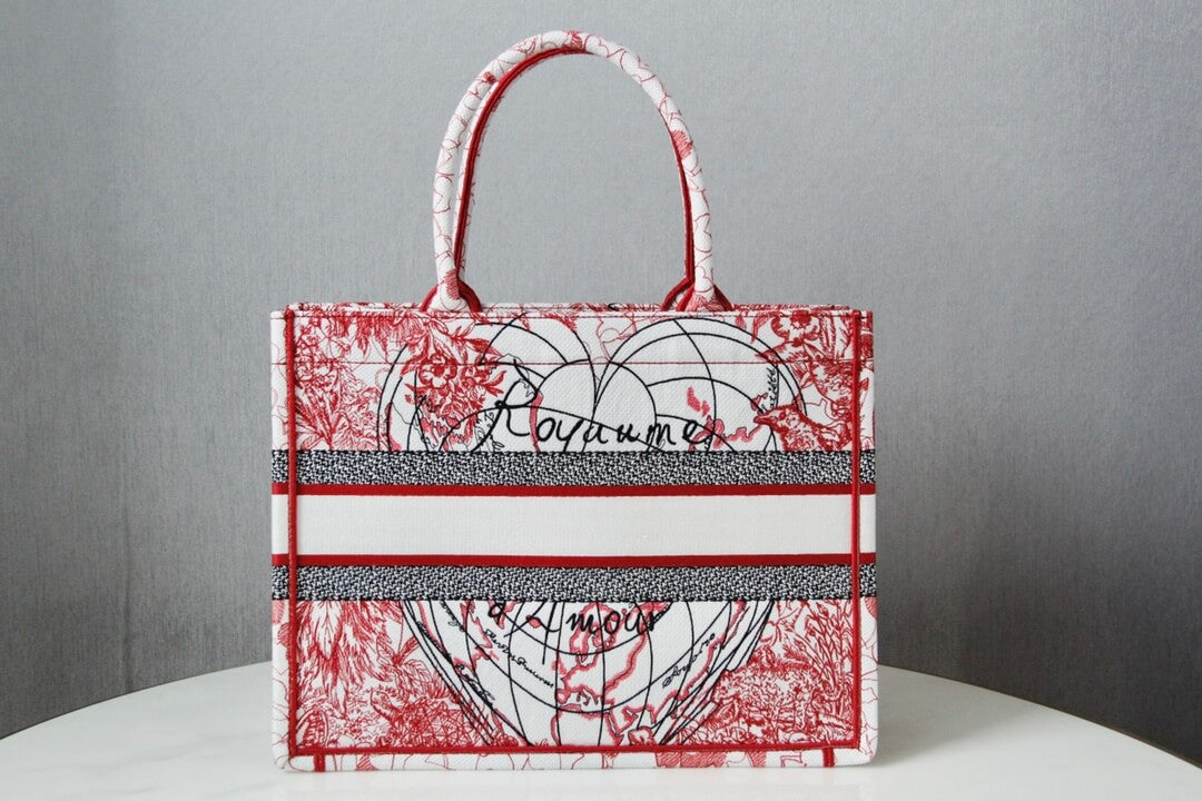 1286 book tote big size 41 5cm embroidery logo red handbag