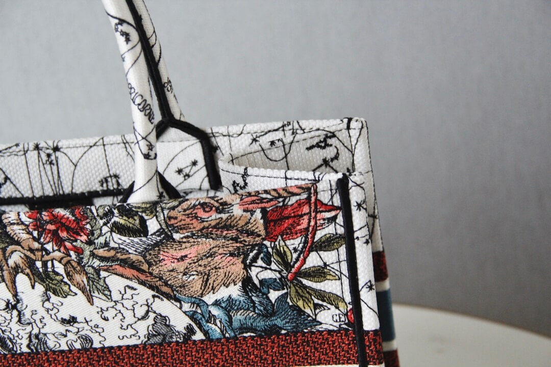 1286 book bag tote embroidery red printing 36 5cm 41 5cm handbag