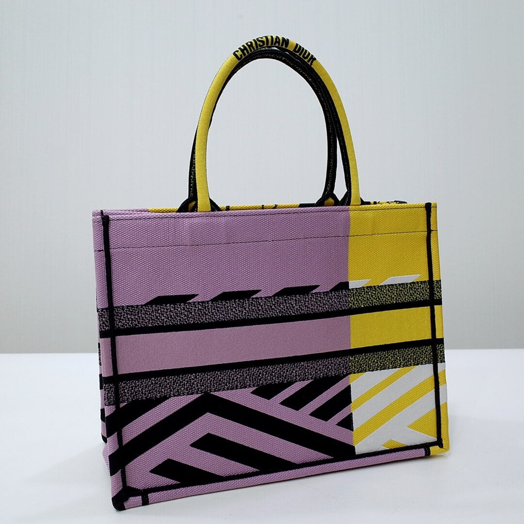 1286 book bag tote embroidery yellow 36cm handbag