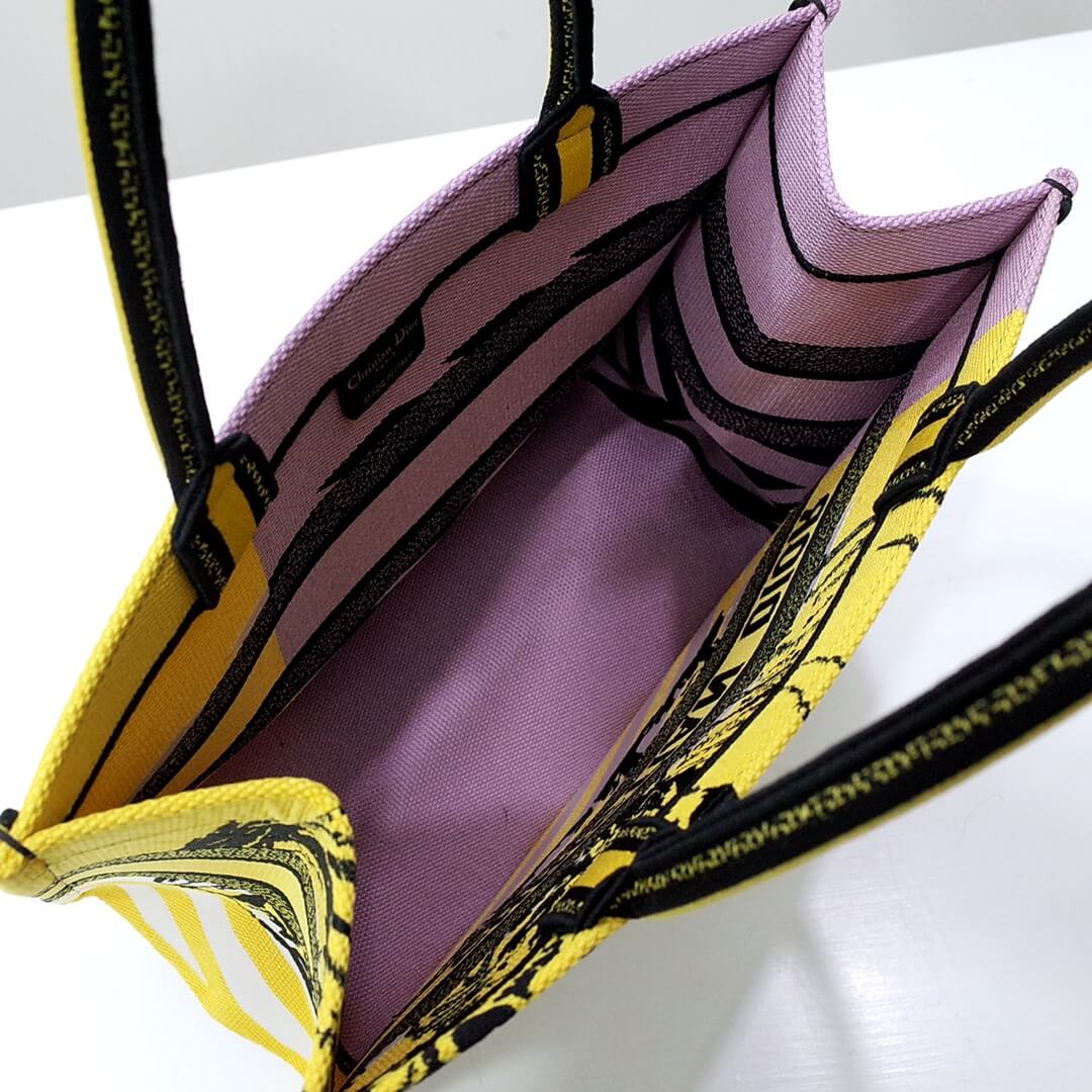 1286 book bag tote embroidery yellow 36cm handbag