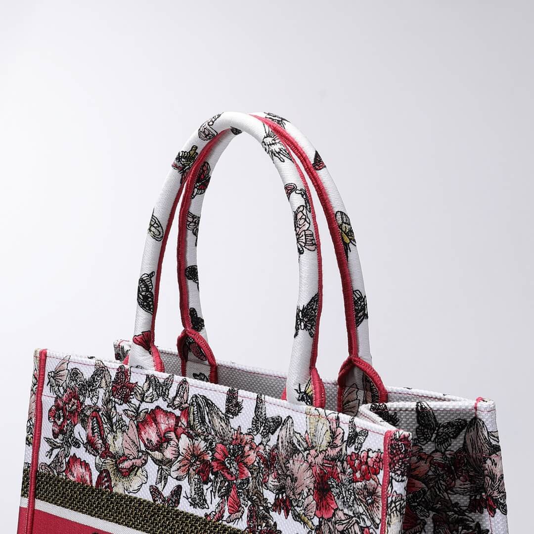 1286 book tote big size 36 5cm 41 5cm oblique embroidery white red 2