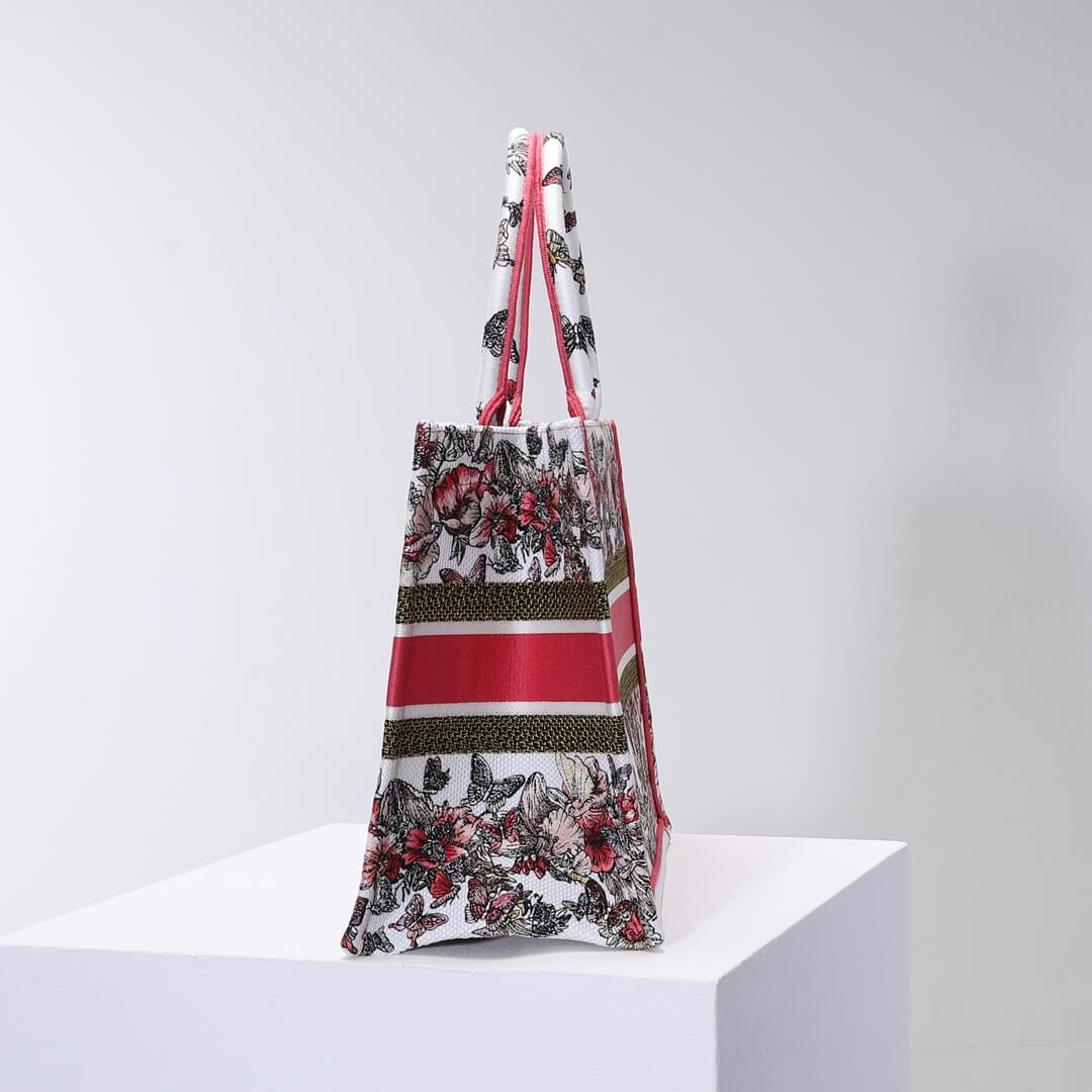 1286 book tote big size 36 5cm 41 5cm oblique embroidery white red 2