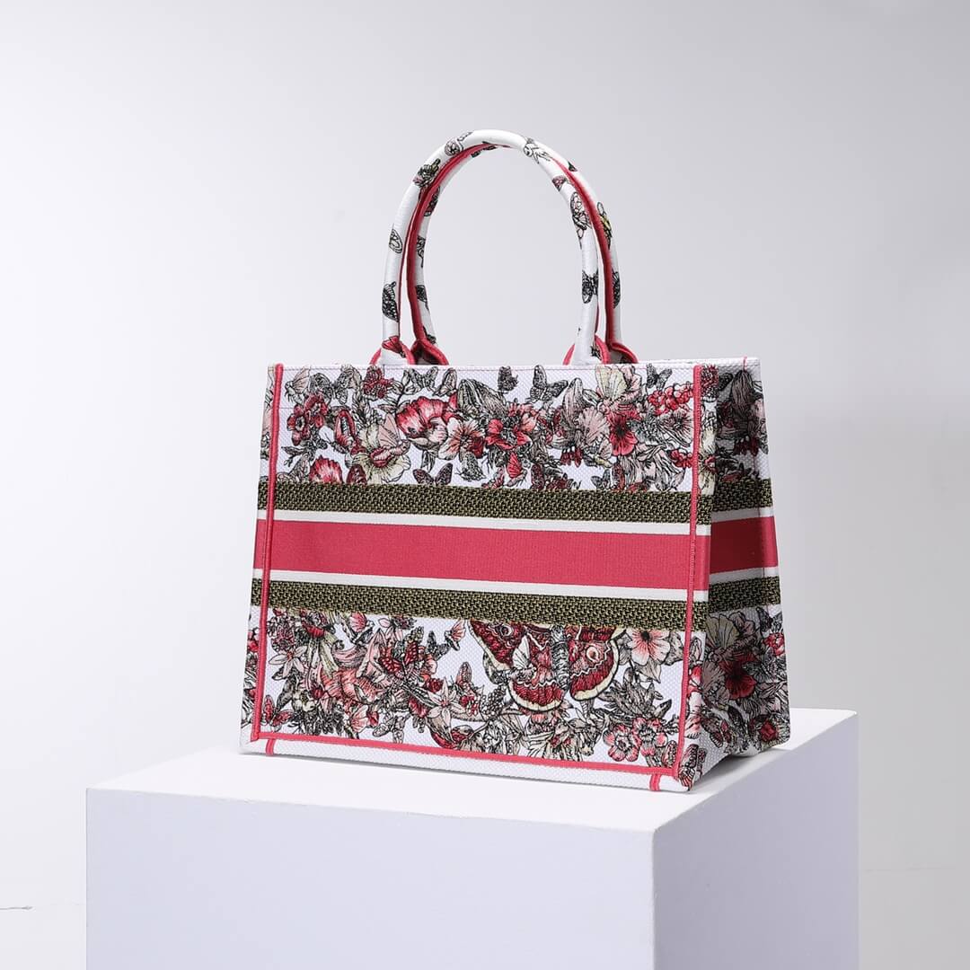 1286 book tote big size 36 5cm 41 5cm oblique embroidery white red 2